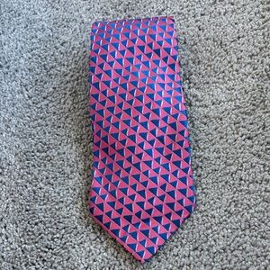 Charvet Pink and Blue Triangle Pattern Tie
